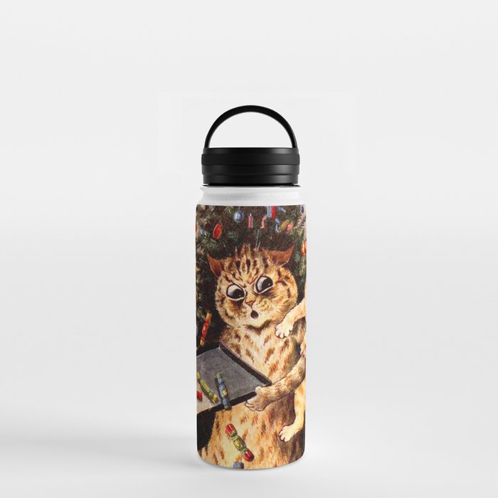 Christmas Time In Catland' Louis Wain Vintage Cat Water Bottle