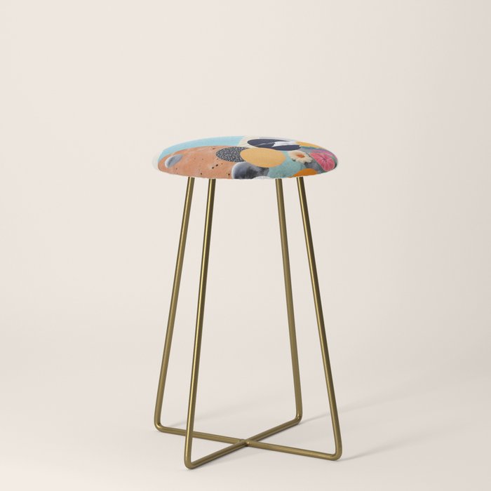 A Fantastic Journey, Graphic Collage Eclectic, Cutout Pop Art Contemporary, Snow Mountain Winter Textures Patterns, Geometric Digital Stool