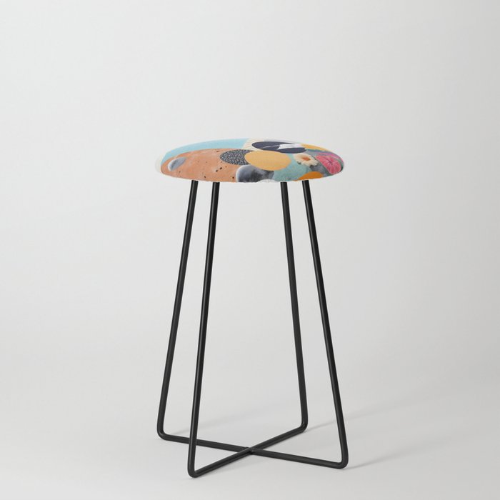 A Fantastic Journey, Graphic Collage Eclectic, Cutout Pop Art Contemporary, Snow Mountain Winter Textures Patterns, Geometric Digital Stool