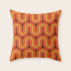 70s Retro Vintage Style Geometric Pattern Autumn Brown Orange and Yellow Throw Pillow