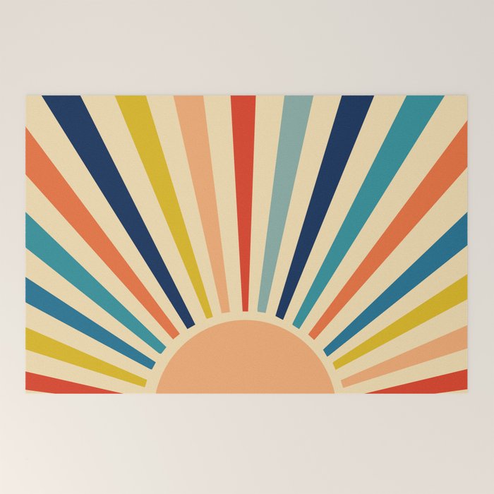 60s retro sun  Welcome Mat