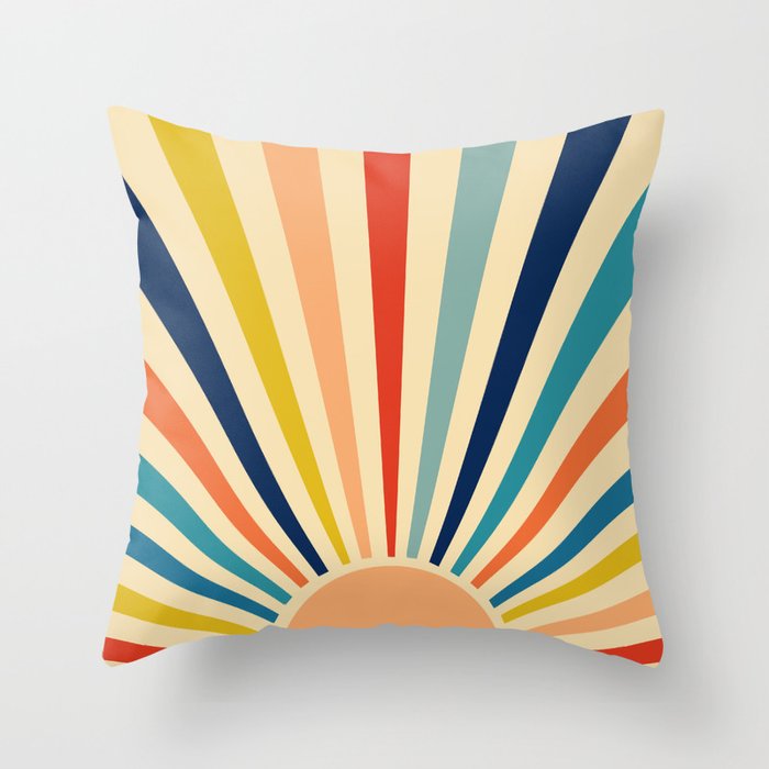 60s retro sun  Throw Pillow