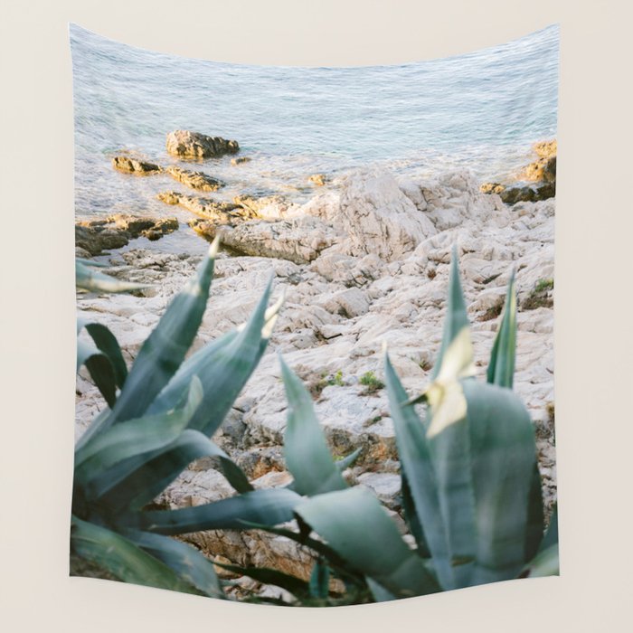 A few steps from the ocean | Fine art Croatia travel photography print | Coastal sea wall art Wall Tapestry