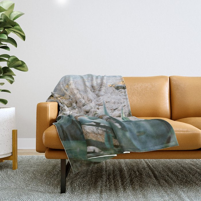 A few steps from the ocean | Fine art Croatia travel photography print | Coastal sea wall art Throw Blanket