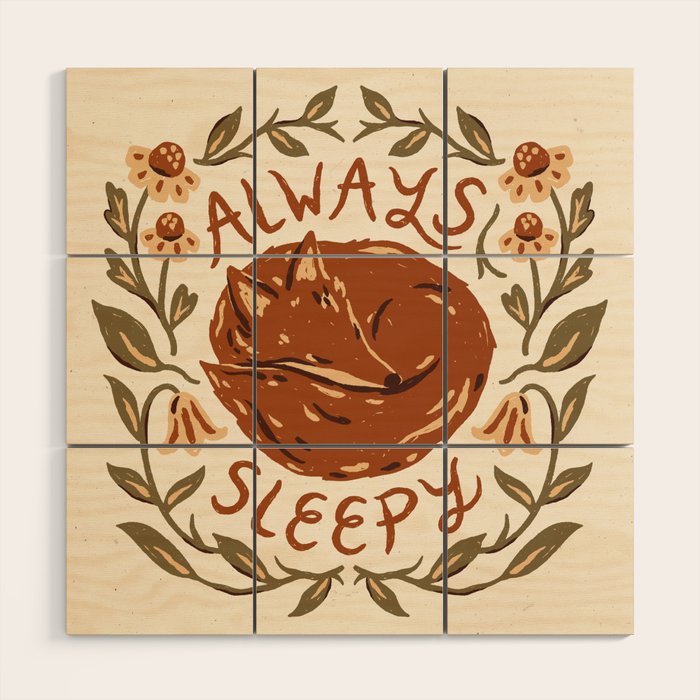 Always Sleepy' Fox Wood Wall Art