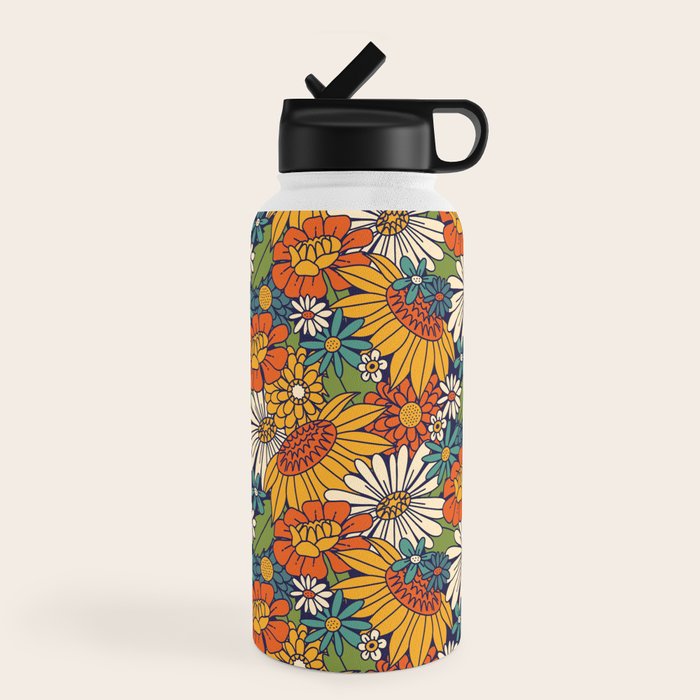 70s Retro Floral - Bold Water Bottle