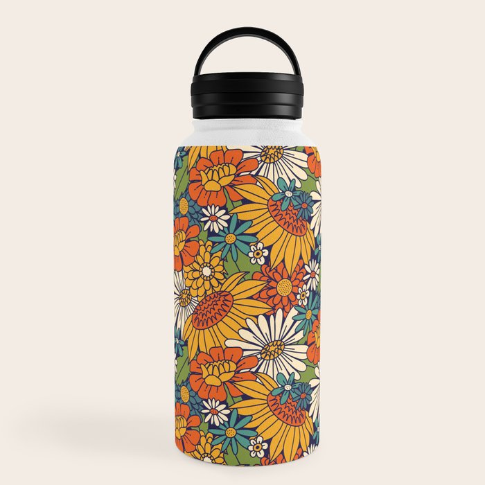 70s Retro Floral - Bold Water Bottle