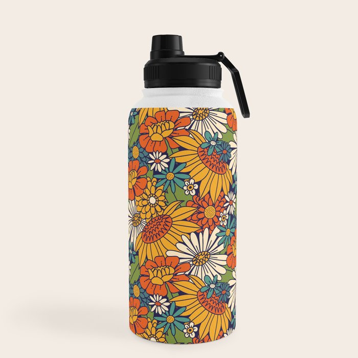 70s Retro Floral - Bold Water Bottle
