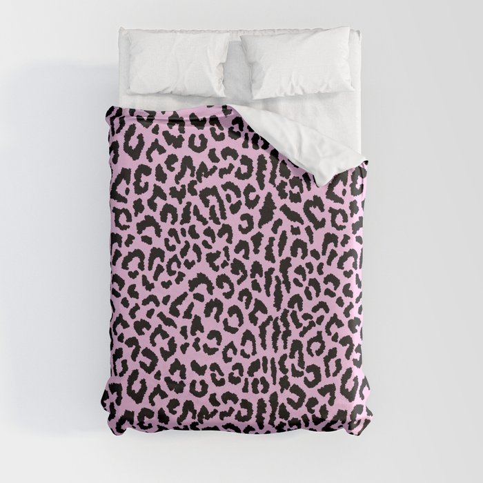 2000s leopard-black on palest pink Duvet Cover