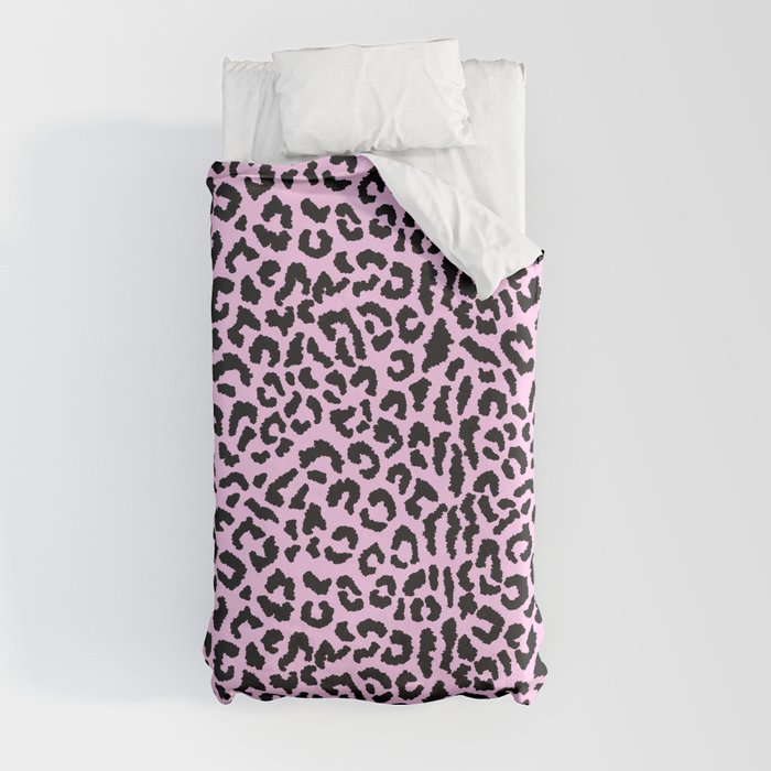 2000s leopard-black on palest pink Duvet Cover