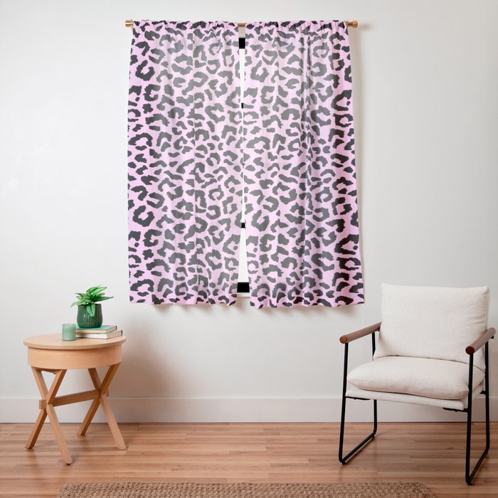 2000s leopard-black on palest pink Window Curtain