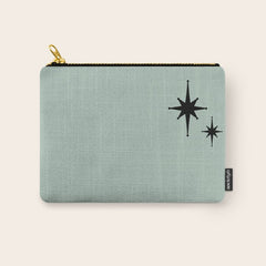 1950s Atomic Age Minimalist Starburst Pair in Black and 50s Celadon Teal Solid Carry All Pouch