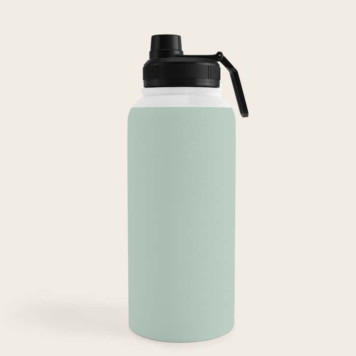 1950s Atomic Age Minimalist Starburst Pair in Black and 50s Celadon Teal Solid Water Bottle