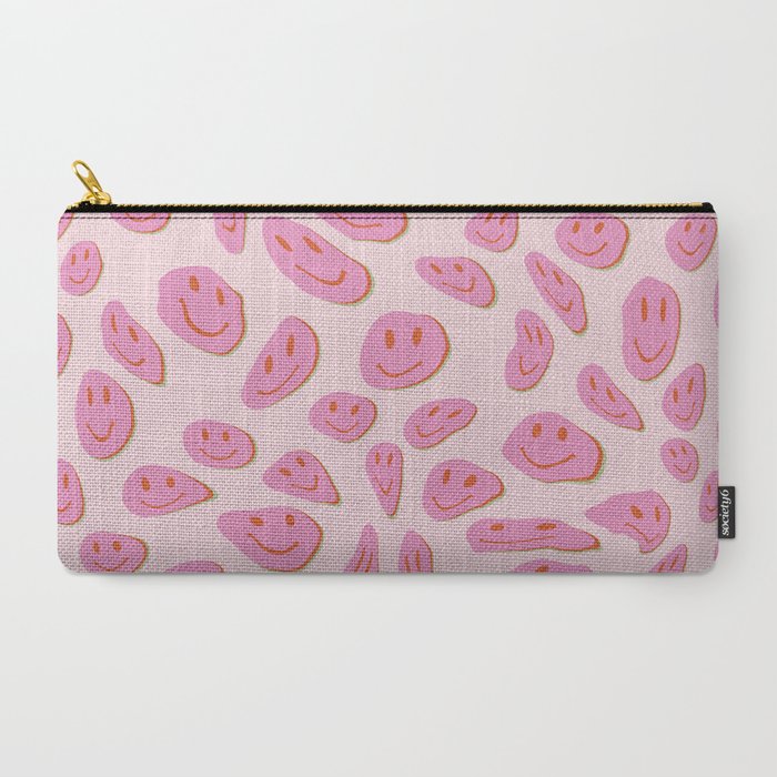 70s retro pink smiles pattern  Carry All Pouch