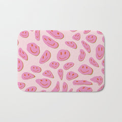70s retro pink smiles pattern  Bath Mat
