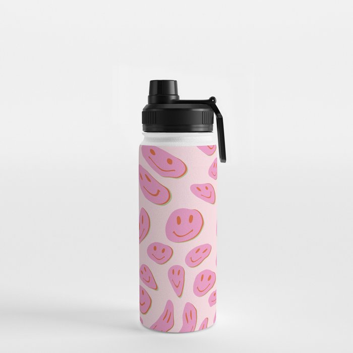 70s retro pink smiles pattern  Water Bottle