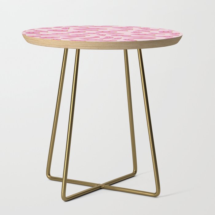 70s retro pink smiles pattern  Side Table