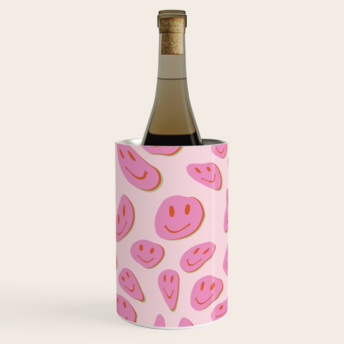 70s retro pink smiles pattern  Wine Chiller