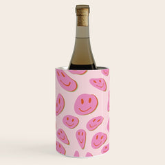 70s retro pink smiles pattern  Wine Chiller