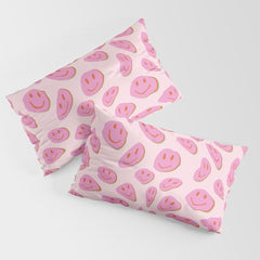 70s retro pink smiles pattern  Pillow Sham