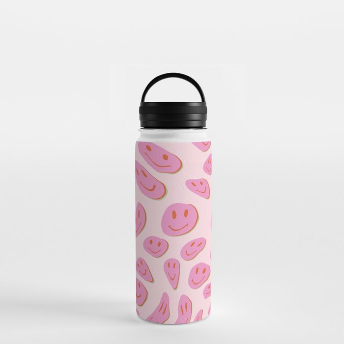 70s retro pink smiles pattern  Water Bottle