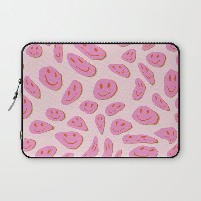 70s retro pink smiles pattern  Laptop Sleeve
