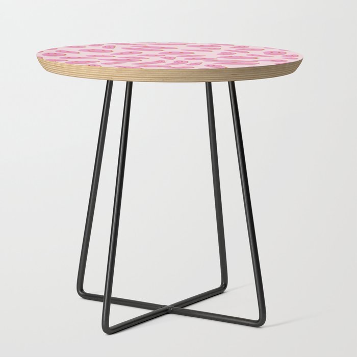70s retro pink smiles pattern  Side Table