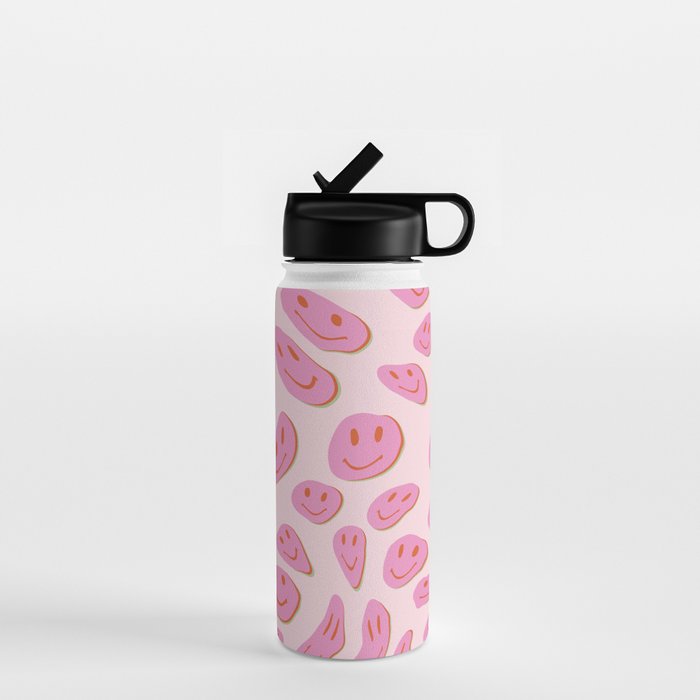 70s retro pink smiles pattern  Water Bottle
