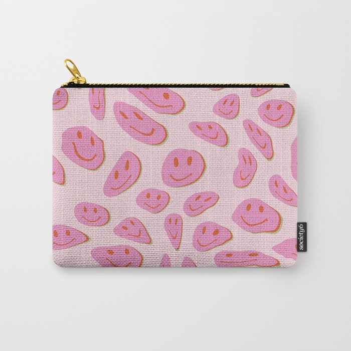 70s retro pink smiles pattern  Carry All Pouch