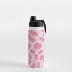 70s retro pink smiles pattern  Water Bottle