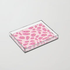 70s retro pink smiles pattern  Acrylic Tray