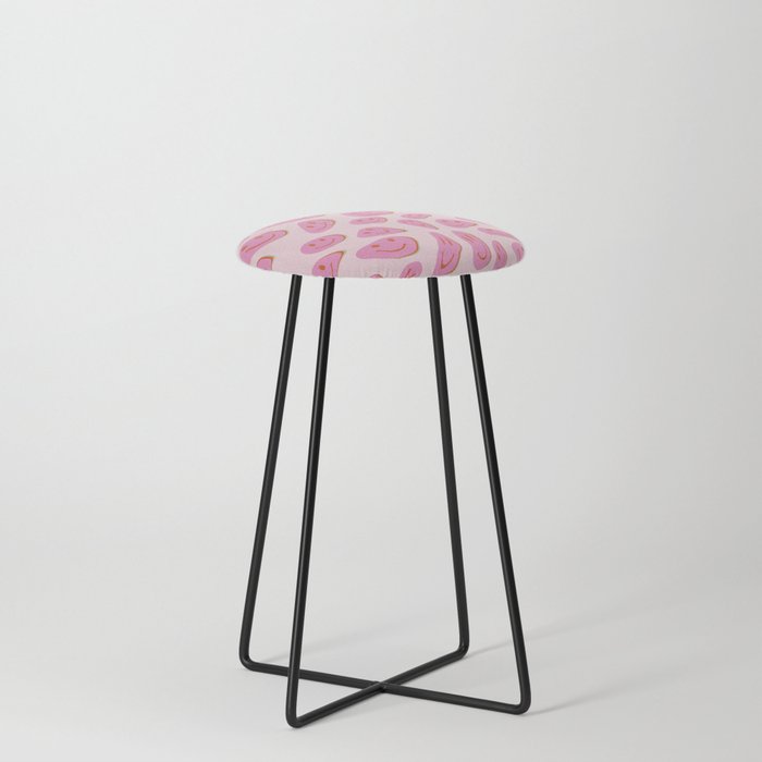 70s retro pink smiles pattern  Stool