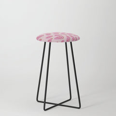 70s retro pink smiles pattern  Stool