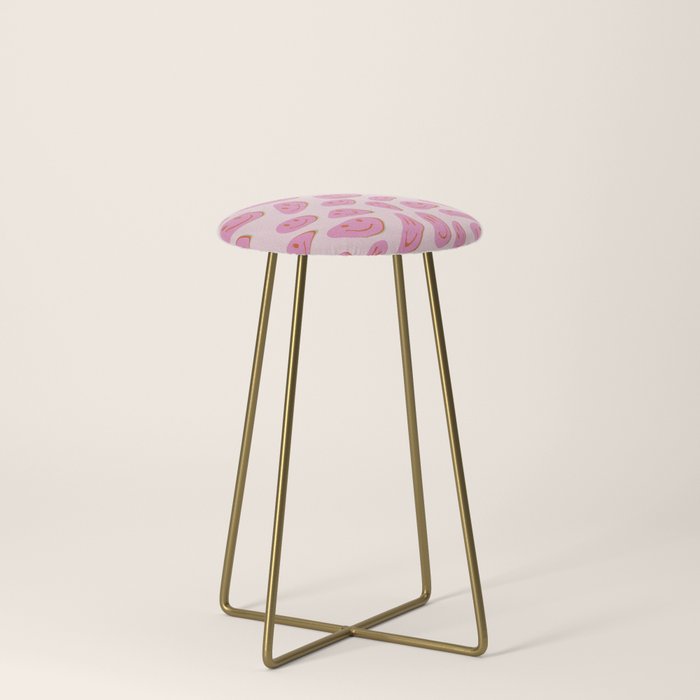 70s retro pink smiles pattern  Stool