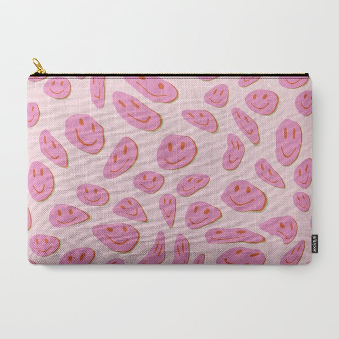 70s retro pink smiles pattern  Carry All Pouch