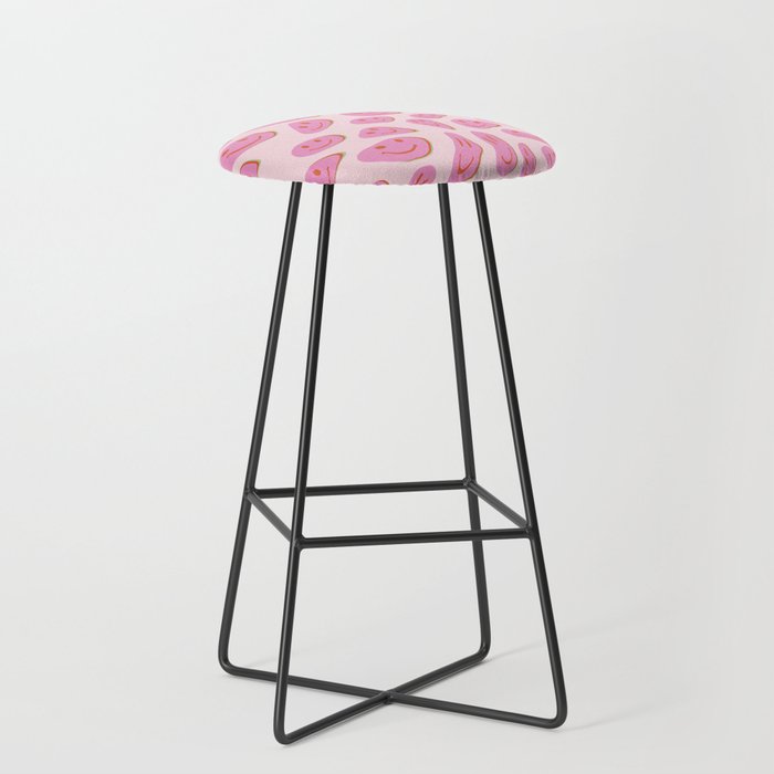 70s retro pink smiles pattern  Stool
