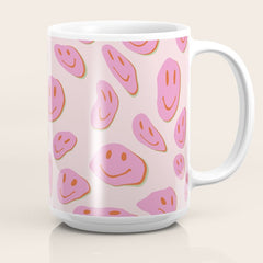 70s retro pink smiles pattern  Coffee Mug