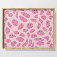 70s retro pink smiles pattern  Serving Tray