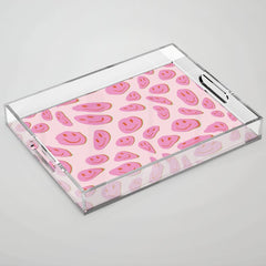 70s retro pink smiles pattern  Acrylic Tray