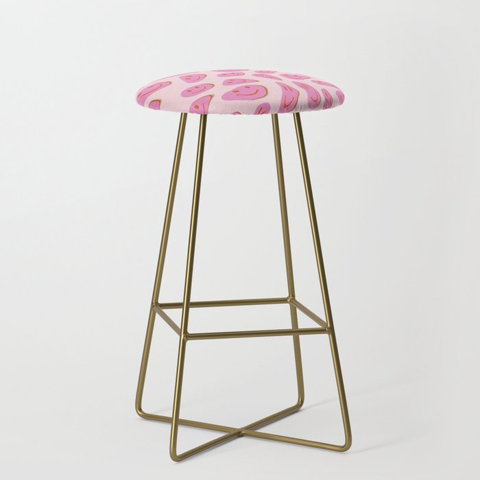 70s retro pink smiles pattern  Stool