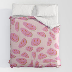 70s retro pink smiles pattern  Comforter
