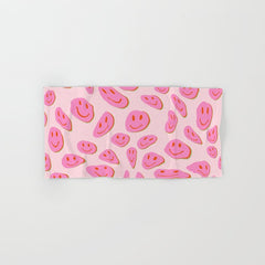 70s retro pink smiles pattern  Bath Towel