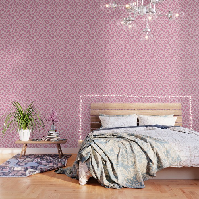 70s retro pink smiles pattern  Wallpaper