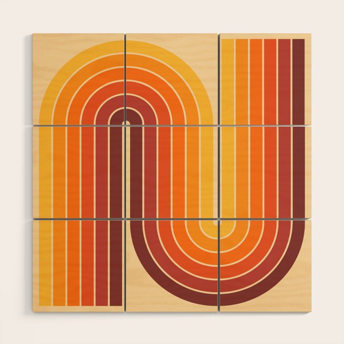 70s Retro Vintage Style Geometric Design 371 Autumn Wood Wall Art