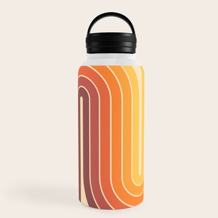 70s Retro Vintage Style Geometric Design 371 Autumn Water Bottle