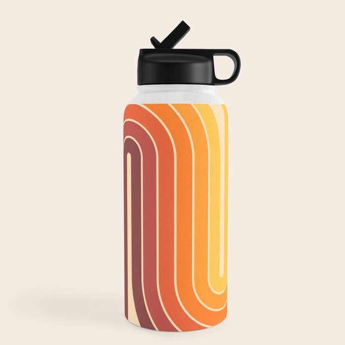 70s Retro Vintage Style Geometric Design 371 Autumn Water Bottle