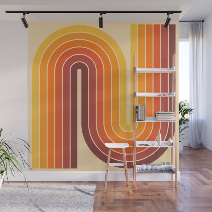 70s Retro Vintage Style Geometric Design 371 Autumn Wall Mural