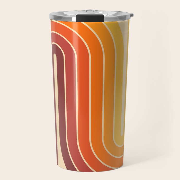 70s Retro Vintage Style Geometric Design 371 Autumn Travel Mug