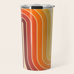 70s Retro Vintage Style Geometric Design 371 Autumn Travel Mug