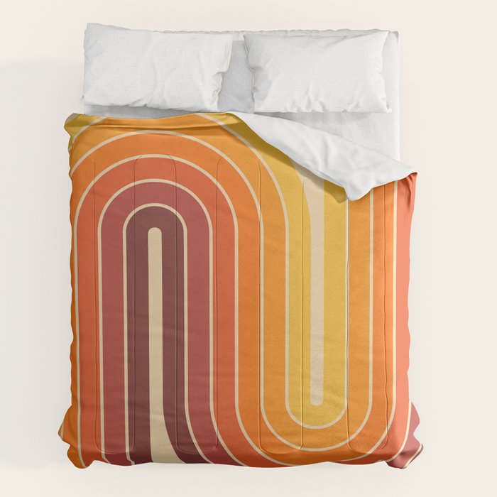 70s Retro Vintage Style Geometric Design 371 Autumn Comforter
